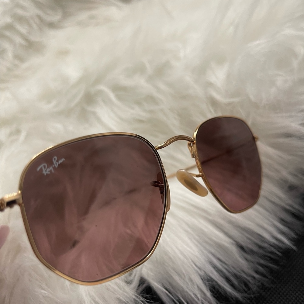 Ray-Ban Hexagon Women's Sunglasses - Gold frame with brown lense